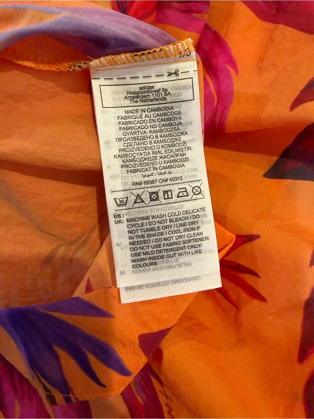 Adidas x Farm Rio Orange Tropical Print Oversized Overshirt - Picture 5 of 5